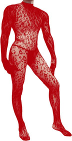 EHSUYAB Rave Outfits For Men, Festival Party Clubwear, Leopard One Piece Full Lace Jumpsuit, Sexy Lingerie Costume Bodysuit