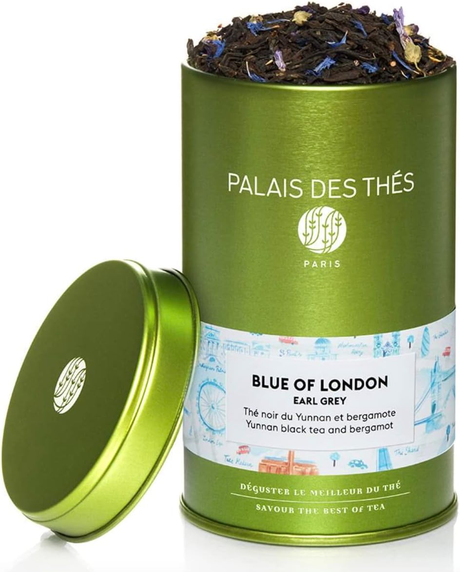 Palais des Thés - Blue of London - Earl Grey Black Tea, Bergamot & Cornflower - Premium Loose Leaf, Serves 20-25 Cups - 3.5oz Tin