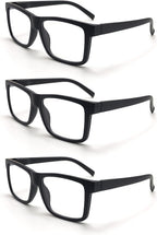 3-Pack Large Square Frame Reading Glasses Men Women Blue Light Blocking Spring Hinge Readers