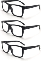 3-Pack Large Square Frame Reading Glasses Men Women Blue Light Blocking Spring Hinge Readers