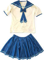 Sexy Female Latex Costume Blouse and Skirt Rubber Student Suit Tie Bow Cosplay