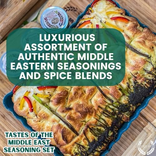 Middle Eastern Seasonings Gourmet Gift Set | Tastes of The Middle East | Artisanal Spice Blends Six Pack | Non GMO | All Natural | Small Batch Seasonings | Ultra Premium | GLP-1 Friendly | Made By Hand in USA | Gustus Vitae | All Occasion Gift
