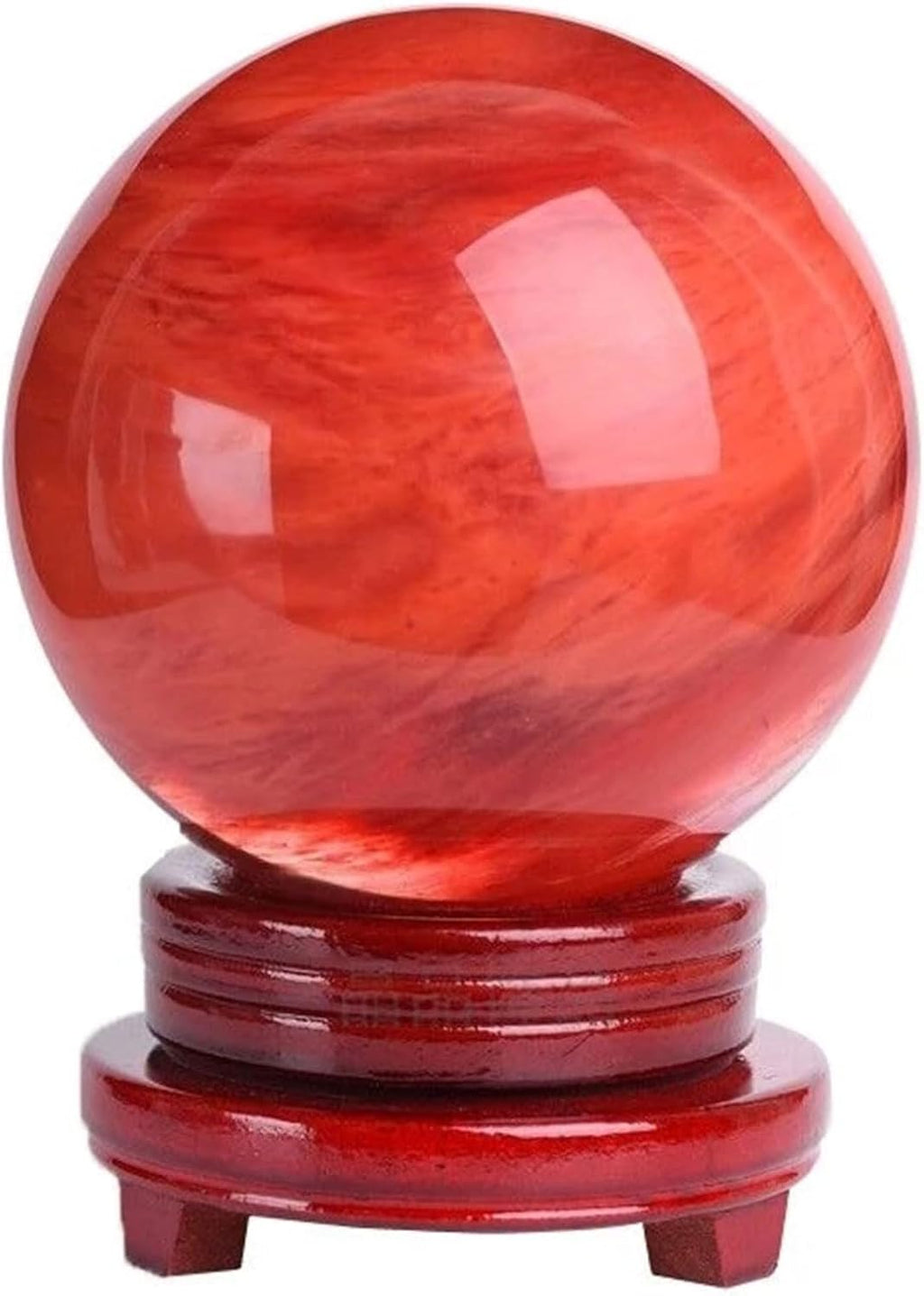 Red Obsidian Crystal Ball with Stand - Melting Red Quartz Ruby Ball Sphere Specimen Gemstone for Meditation Healing Feng Shui Divination Sphere Home Decoration,2.0"/5cm