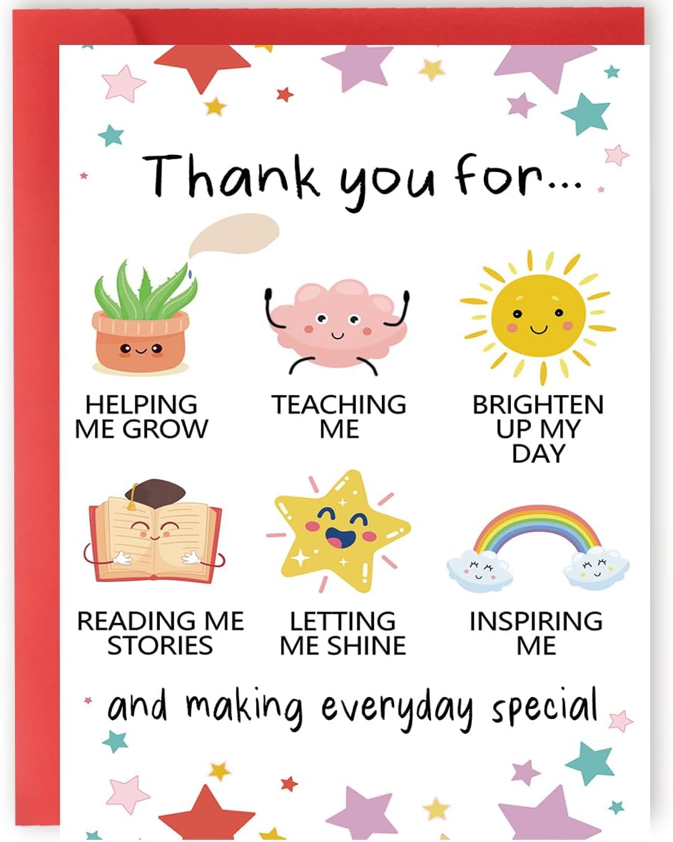 YiKaLus Cute Thank You Card for Teachers, Great Teacher Appreciation Gifts for Men Women, Thank You for Helping Me Grow Card, Best Teacher Appreciation Gift Ideas from Students