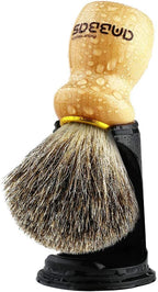 Anbbas Shaving Brush and Holder,Pure Badger Hair with Wood Handle,Black Resin Stand Holder,Contracted Design 2in1 Set for Men Wet Shave