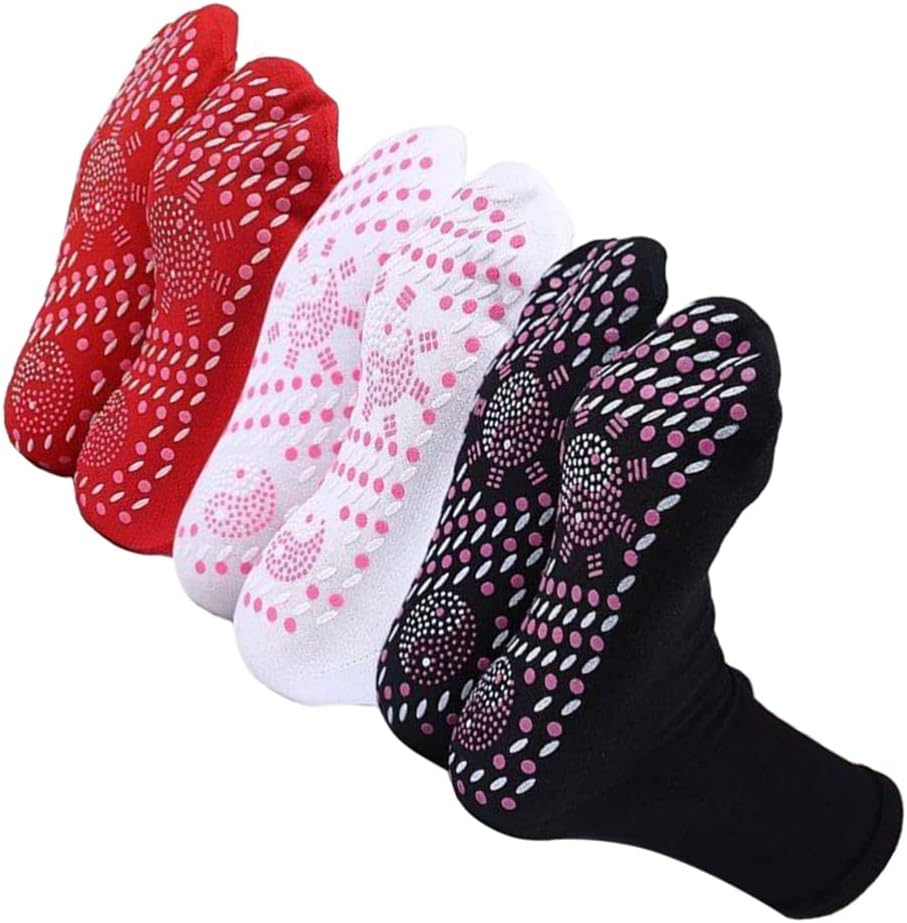 Tourmaline Health Socks 6pcs Self- Heating Socks Women Men Winter Warm Massage Socks Breathable Comfortable Unisex Warm Foot for Outdoor Hiking Skiing Tourmaline Magnetic Socks