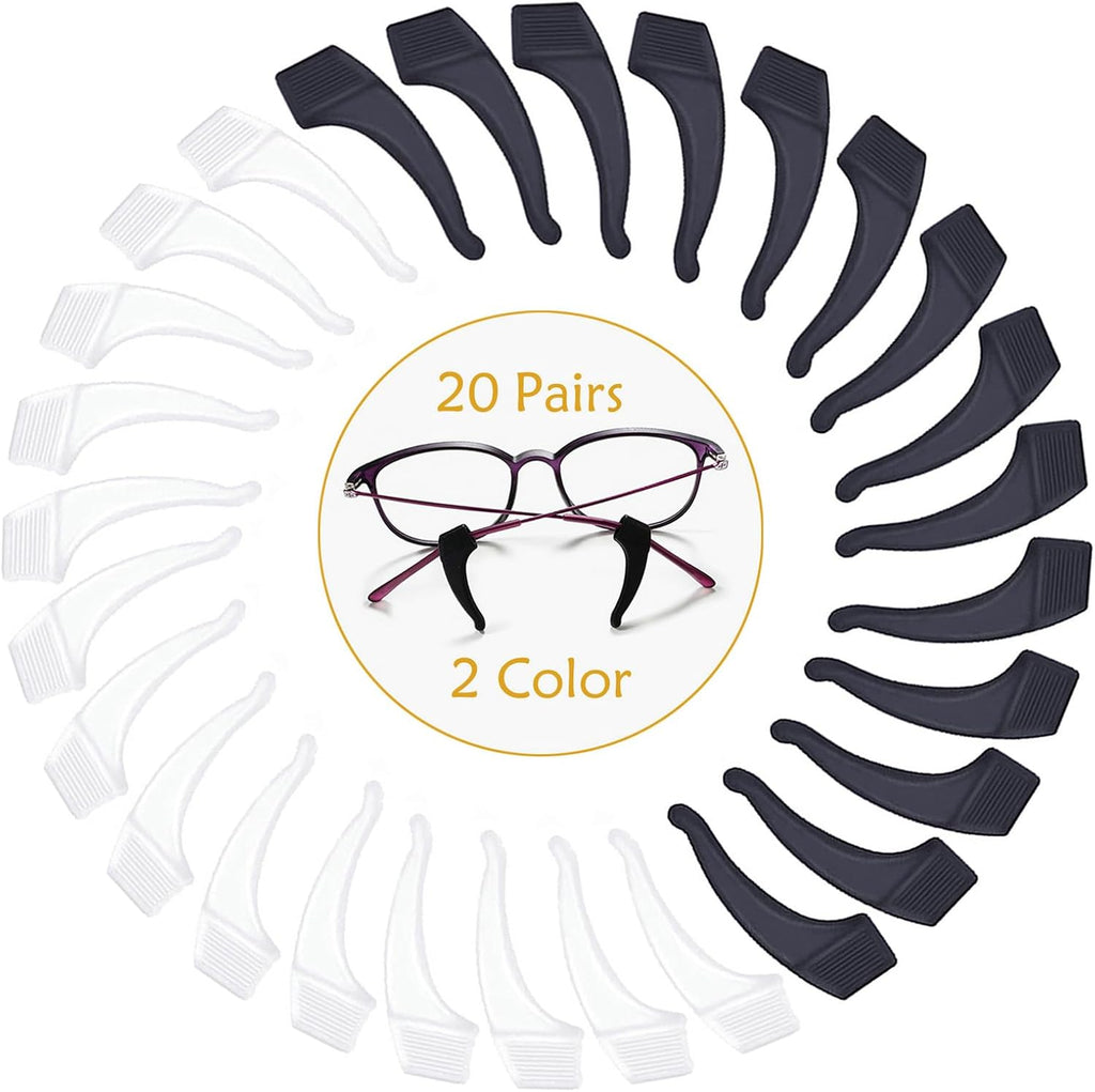 YINGFENG 22 Pairs Anti-slip Eyeglass Ear Grips Hook with Box, Kids and Adults Sport Eyeglass Strap Holder, Eyewear Retainer, Silicone Ear Hook - for Glasses Reading Glasses Retainers(11Black 11White)