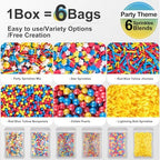 HUEBEATY® 6-in-1 Cartoon Party Sprinkles for Cake Decorating – 180g Red Blue Yellow Cake Sprinkles with Flash Lightning Bolt Confetti, Jimmies, Nonpareils, Stars & Pearls – Edible Cakes, Cupcakes, Cookies & Ice Cream Topper Decorations (Primary)