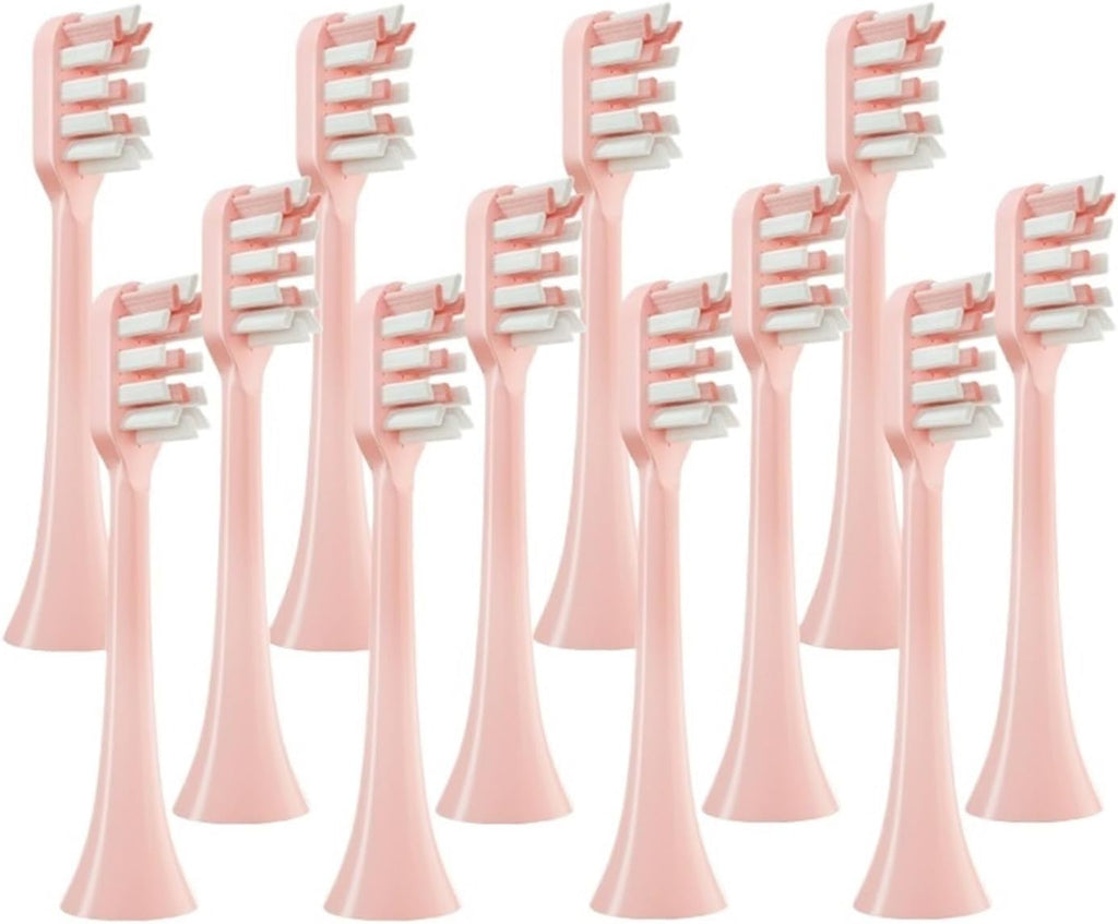 12PCS Replacement Brush Heads，Compatibility for SOOCAS X3/X3U/X5 Electric Toothbrush Vacuum Cleaning Bristle Nozzles(12Pink)