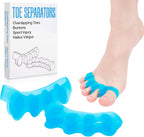 Silicone Toe Separators for Women & Men - Toe Spacers for Bunion Relief, Hammer Toe, Plantar Fasciitis & Pedicures | Includes Metatarsal Pad & Therapeutic Yoga Cushion for Foot Pain(2pcs,blue)