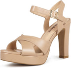 Platform High Heels for Women Strappy Chunky Heels Sandals for Women Open Toe Block Heeled Sandals with Ankle Strap Summer Dress Shoes