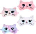 4 Pcs Plush Eye Mask, Cute Cat Sleeping Eye Mask Soft Sleeping Blindfold Eyes Cover Comfortable Plush Sleep Masks Satin Nap Night Eyeshade Cover for Home Travel