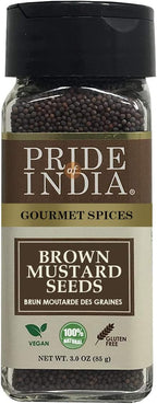Pride of India – Brown Mustard Seed Whole – Gourmet Indian Spice – Hot & Spicy Flavor – Ideal seasoning for sauces/dips/spice blends – Easy to Use – 2.5 oz. Small Dual Sifter Bottle