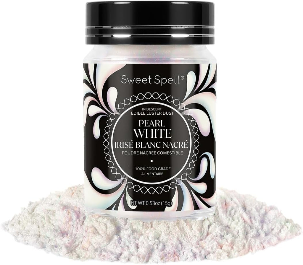 Sweet Spell Luster Dust Edible Glitter (15g) - Shimmer Pearl Dust Powder for Decorating Cakes, Chocolate, Drinks, Cocktails - 100% Edible, Food Grade, Vegan, Gluten-Free (Pearl White)
