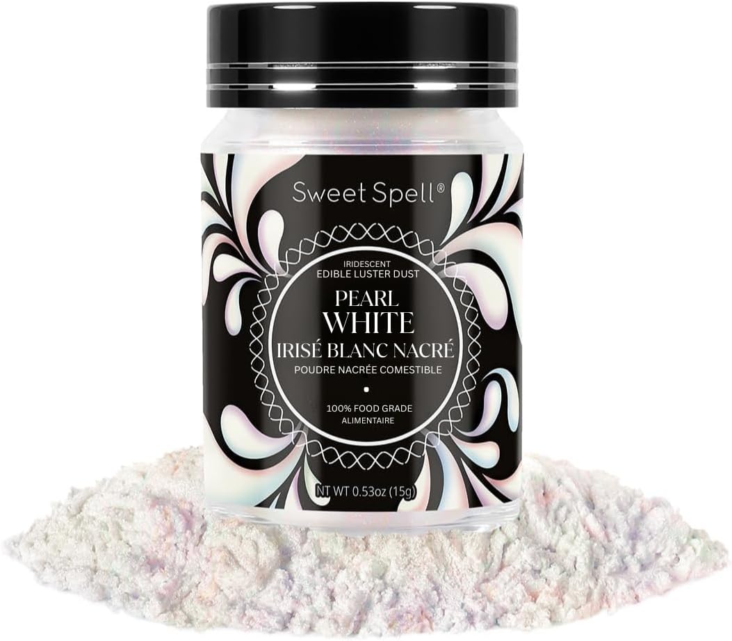 Sweet Spell Luster Dust Edible Glitter (15g) - Shimmer Pearl Dust Powder for Decorating Cakes, Chocolate, Drinks, Cocktails - 100% Edible, Food Grade, Vegan, Gluten-Free (Pearl White)