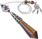 Nupuyai Healing Crystal Point Pendulum for Reiki Dowsing Divination Meditation Chakra Balancing with Dream Catcher Merkaba Star