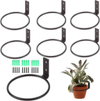 6 Pack Plant Pot Hangers, 4 Inch Flower Pot Holder Ring Wall Mounted Metal Hanging Bracket for Indoor Outdoor Hanging Plant Shelf