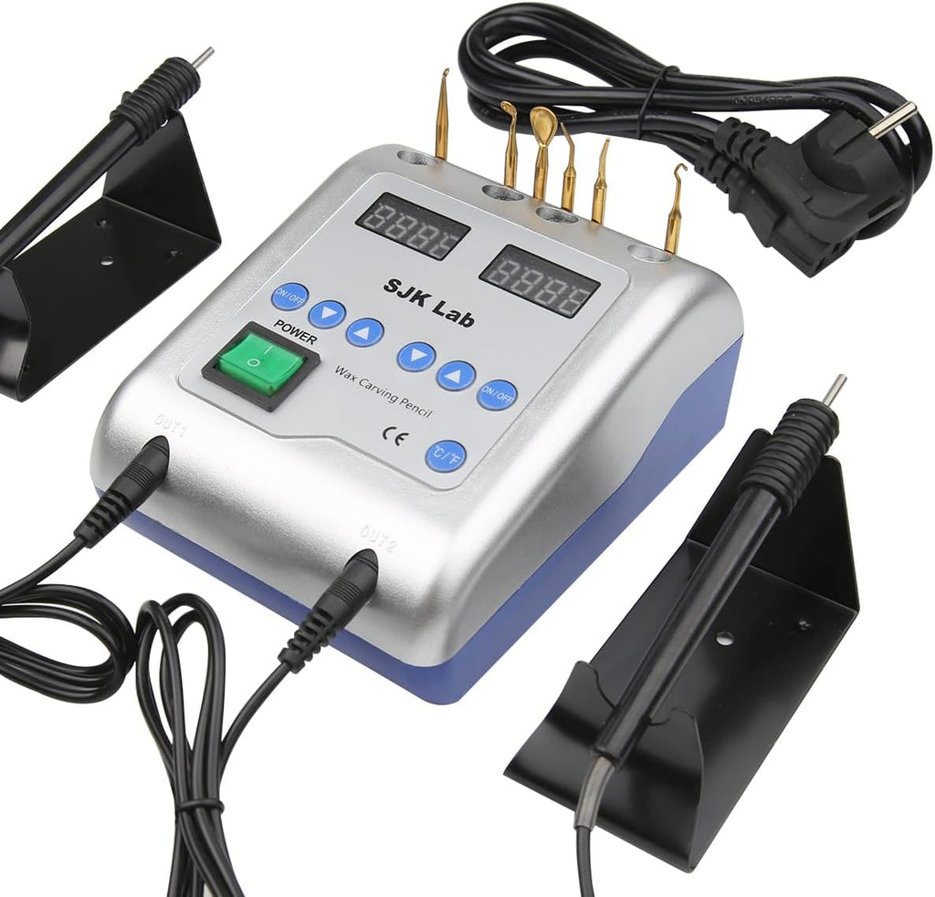 Dental Electric Wax Carver with Dual-Pen & 6 Wax Tips Multi-Purpose Wax Carving Instrument for Waxing, Jewelry Wax Work，Dental Lab Equipment