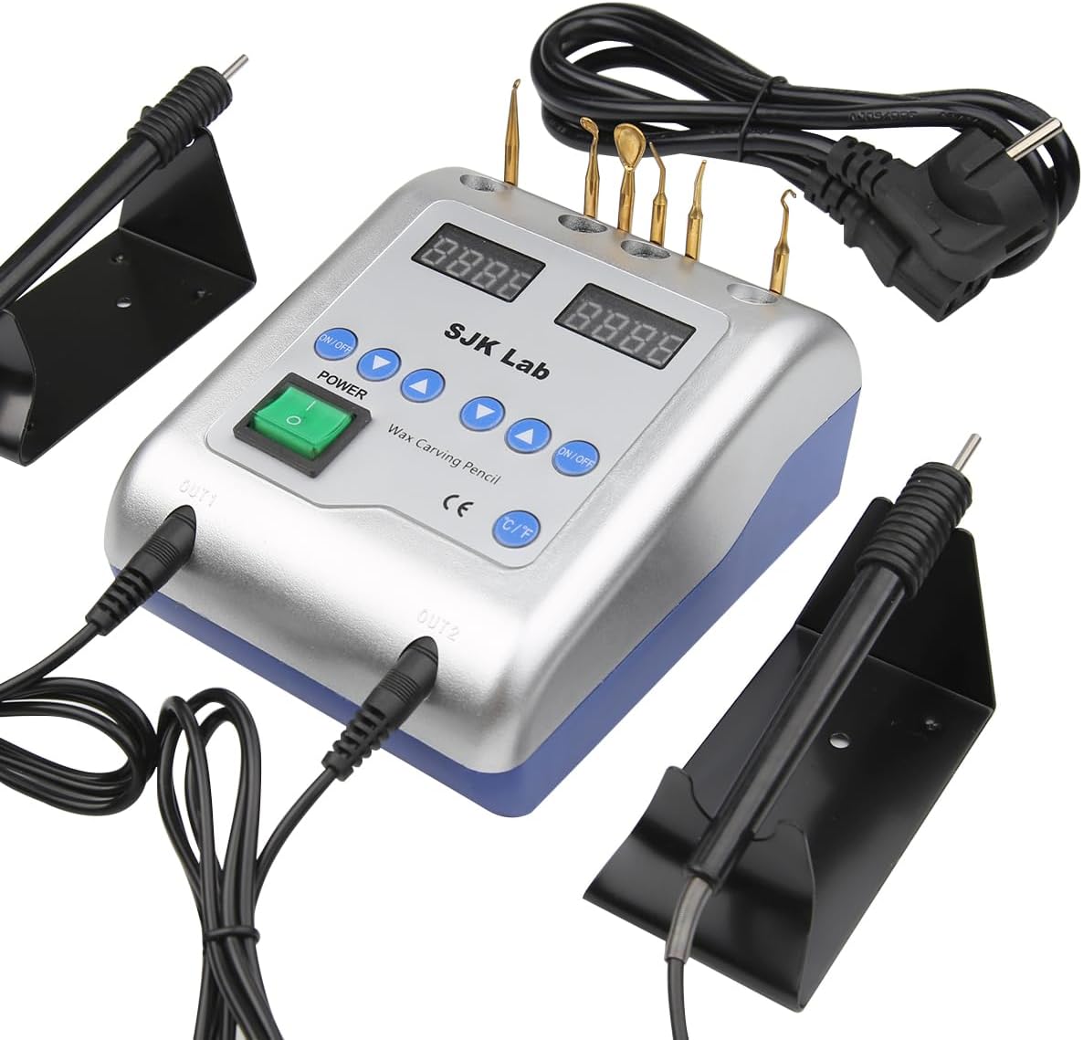 Dental Electric Wax Carver with Dual-Pen & 6 Wax Tips Multi-Purpose Wax Carving Instrument for Waxing, Jewelry Wax Work，Dental Lab Equipment