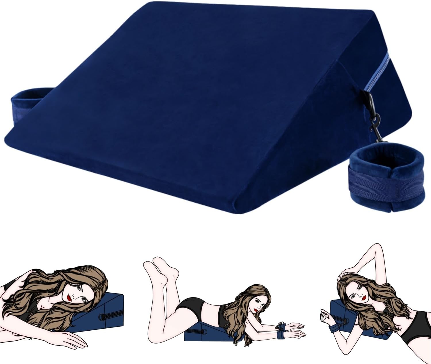 Sex Pillow Position Aid Cushion with Bondage Handcuffs Kits Sex Furniture Sex Toys for Deeper Position Support Foam Pillow for Couples Women Men