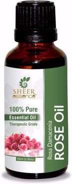 Rose Oil (Rosa Damascena) Steam Distilled 100% Pure Natural Undiluted Therapeutic Grade Essential Oil - Fragrance Oil - Perfume Oil Benefits for Mood, Skin and for Gift 0.16 Fl. Oz.