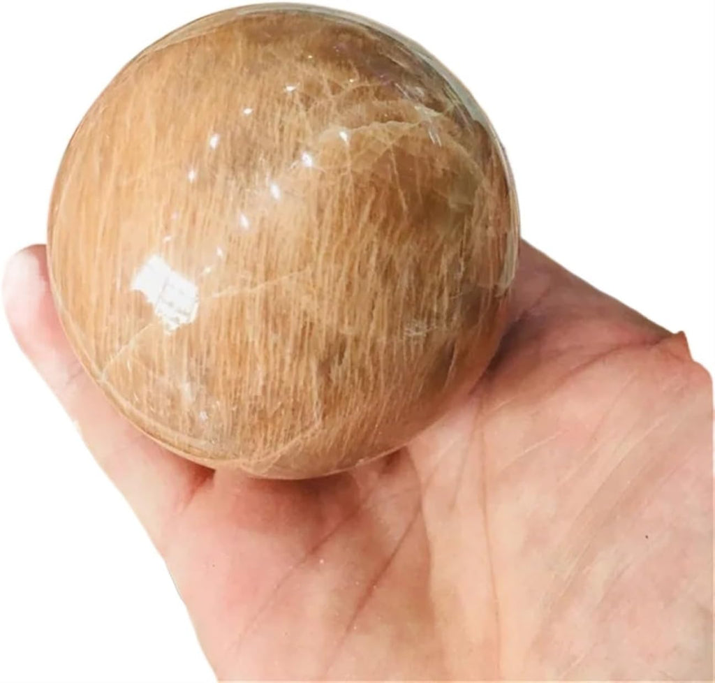 AtkitS Beautiful Natural Peach Moonstone Sphere Quartz Crystal Stone Ball Healing Reiki Decoration Gift 1pc (Size : 5-5.5cm)