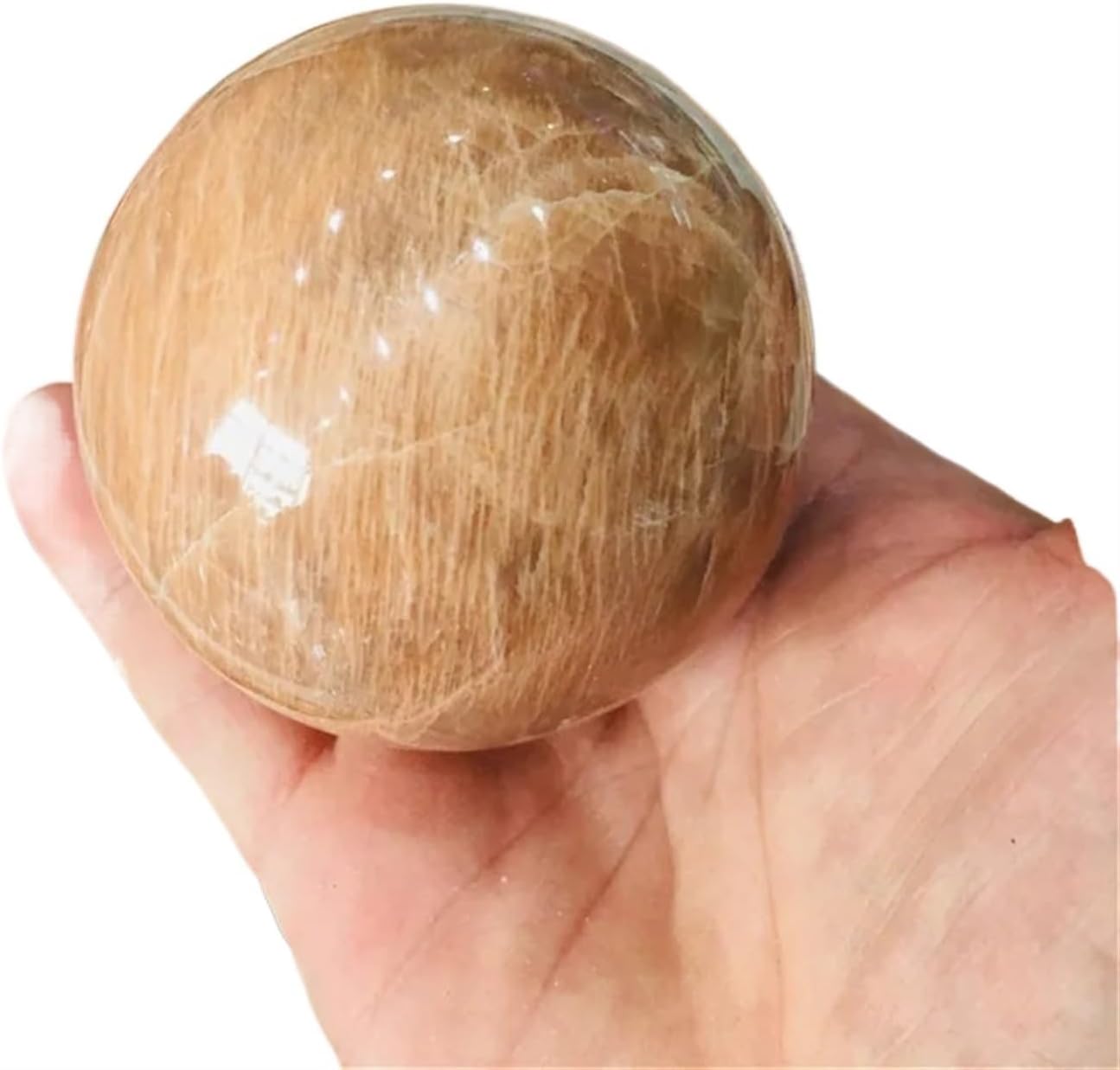 AtkitS Beautiful Natural Peach Moonstone Sphere Quartz Crystal Stone Ball Healing Reiki Decoration Gift 1pc (Size : 5-5.5cm)