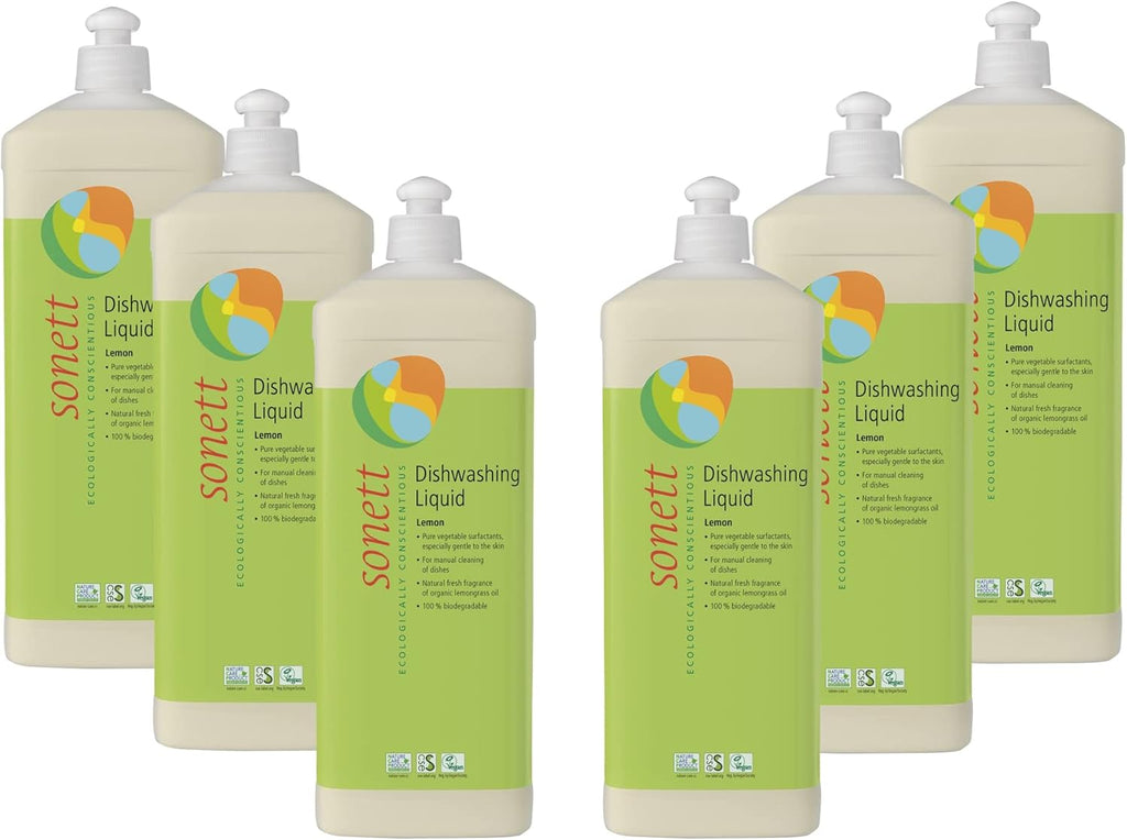 Sonett Organic Dishwashing Liquid Organic 100% Biodegradable Lemon, 34 Fl.Oz (Pack of 6) Certified Organically GrownCer