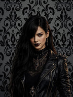 5x7ft Black Damask Floral Pattern Flowers wall backdrops Photo Studio Background