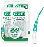 GUM Soft-Picks Advanced, Dental Picks for Teeth Cleaning and Gum Health, Disposable Interdental Brushes with Convenient Carry Case, Dentist Recommended Dental Picks, 90ct (4pk) 360 Total