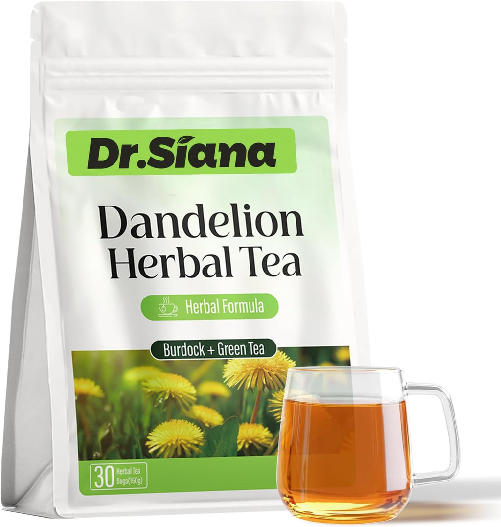 Dr. Siana Dandelion Root Tea Bags，Burdock Root Tea & Green Tea，5g x 30 Teabags - Premium Natural Herbal Tea, Support Digestive Function