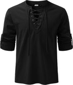 JOGAL Mens Renaissance Shirt Medieval Pirate Viking Halloween Costume Gothic Steampunk Retro Long Sleeve Lace Up Shirts