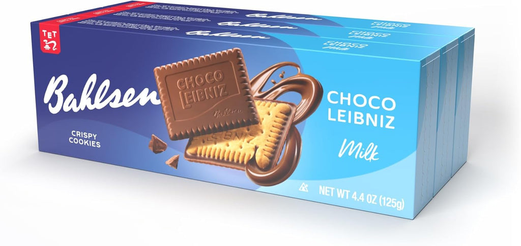 Bahlsen Choco Leibniz Milk Cookies (3 boxes) - Leibniz Butter Biscuits topped with a thick layer of German Chocolate - 4.4 oz boxes