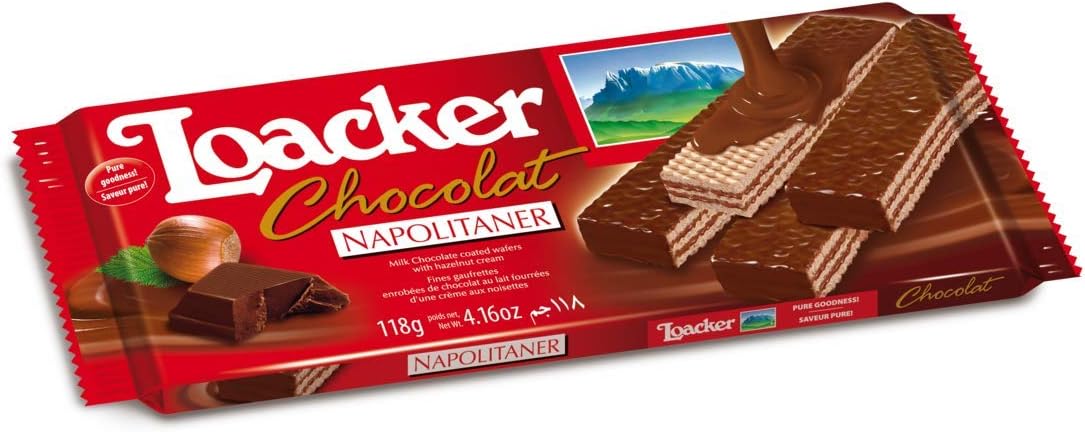 Loacker Milk Chocolate Enrobed Wafer, 4.16-Ounce (Pack of 8)