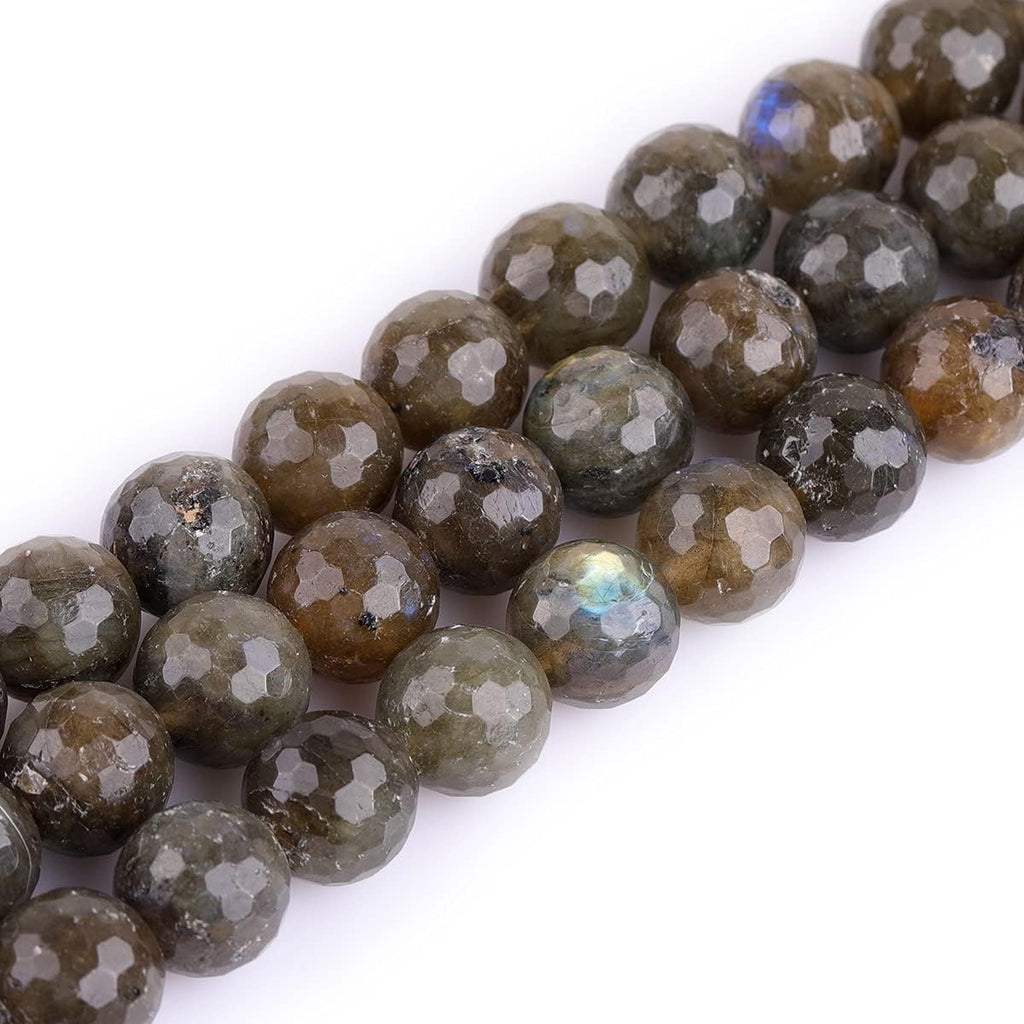 GEM-Inside Labradorite Gemstone Loose Beads Natural 12mm Round Faceted Crystal Energy Stone Power for Jewelry Making 15"