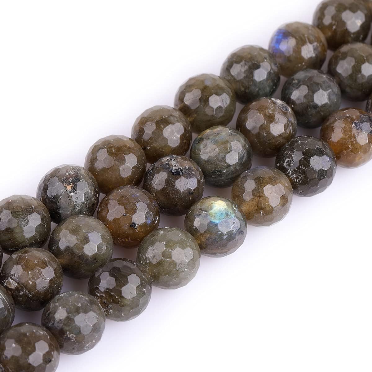 GEM-Inside Labradorite Gemstone Loose Beads Natural 12mm Round Faceted Crystal Energy Stone Power for Jewelry Making 15"