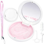 Retainer Case with Mirror and Lanyard,Slim Aligner Case with Vent Holes,Cute Dental Brace Box with Retainer Removal Tool and Brush(White Pink with Lanyard)