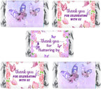 60 Butterfly Theme Mini Candy Bar Wrapper, Thank You Themed Miniatures Candy Bar Stickers, Birthday Decorations, Wedding, Baby Shower, Candy Not Included, Made in USA,