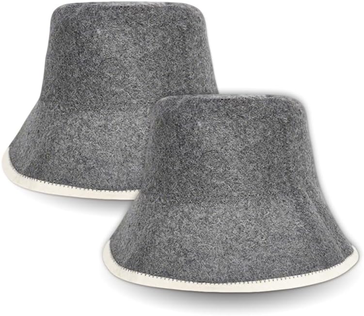 Wool Sauna Hat, Comfortable Soft Felt Wool Cap, Breathable Russian Banya Cap, Protects from Overheating & Hair Damage, for Spa, Steam Room, Banya, Bathhouse, Breathable Grey