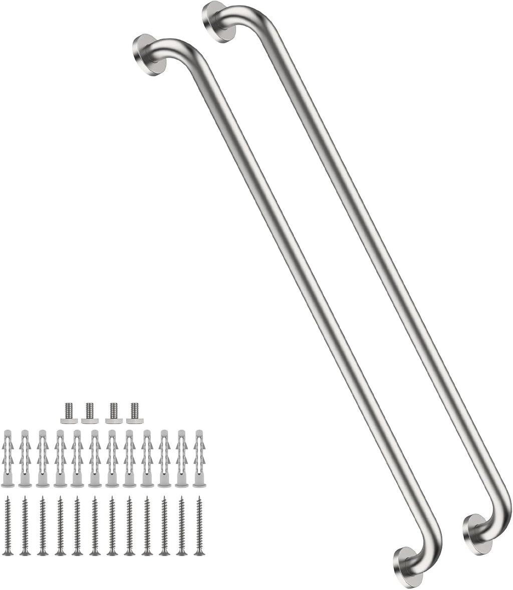 2 Pack 40 Inch Shower Grab Bars Satin Brushed Nickel, ZUEXT SUS304 Stainless Steel Bathroom Shower Balance Bar, Safety Hand Rail Support,Handicap Elderly Senior Assist Bath Grab Handle(1.25" Diameter)