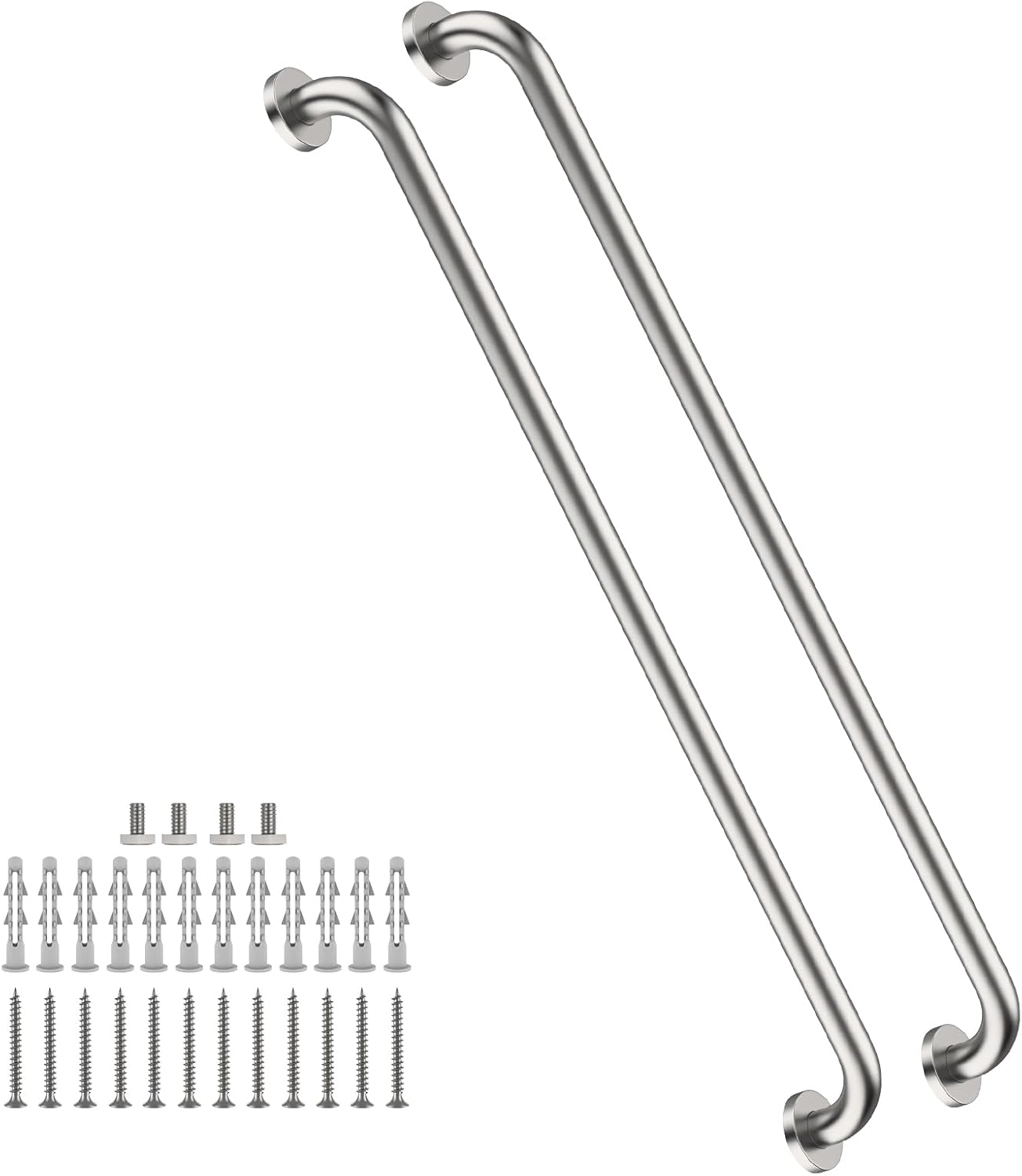2 Pack 40 Inch Shower Grab Bars Satin Brushed Nickel, ZUEXT SUS304 Stainless Steel Bathroom Shower Balance Bar, Safety Hand Rail Support,Handicap Elderly Senior Assist Bath Grab Handle(1.25" Diameter)