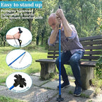 Walking Cane Foldable for Men & Women Seniors for Balance,Self Standing Folding Cane,Height Adjustable Anti-Slip Lightweight Alloy Walking Stick Collapsable for Travel Mobility Aid