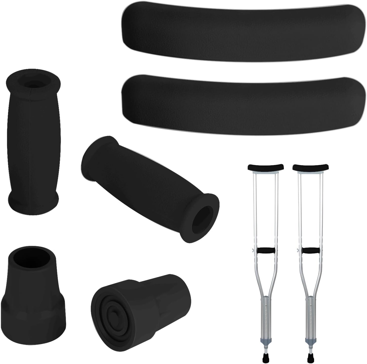 Replacement Crutch Pads and Hand Grips and Crutch Tips for Armpits Handle Cover and Foot Pad Crutches Accessories Kit 6 PCS