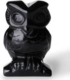 QINJIEJIE 2" Black Obsidian Owl Decor Crystals Stone Figurines Gemstone Statue Sculpture Decorations Office Desk Room Home Luck Spiritual Gift for Men Women