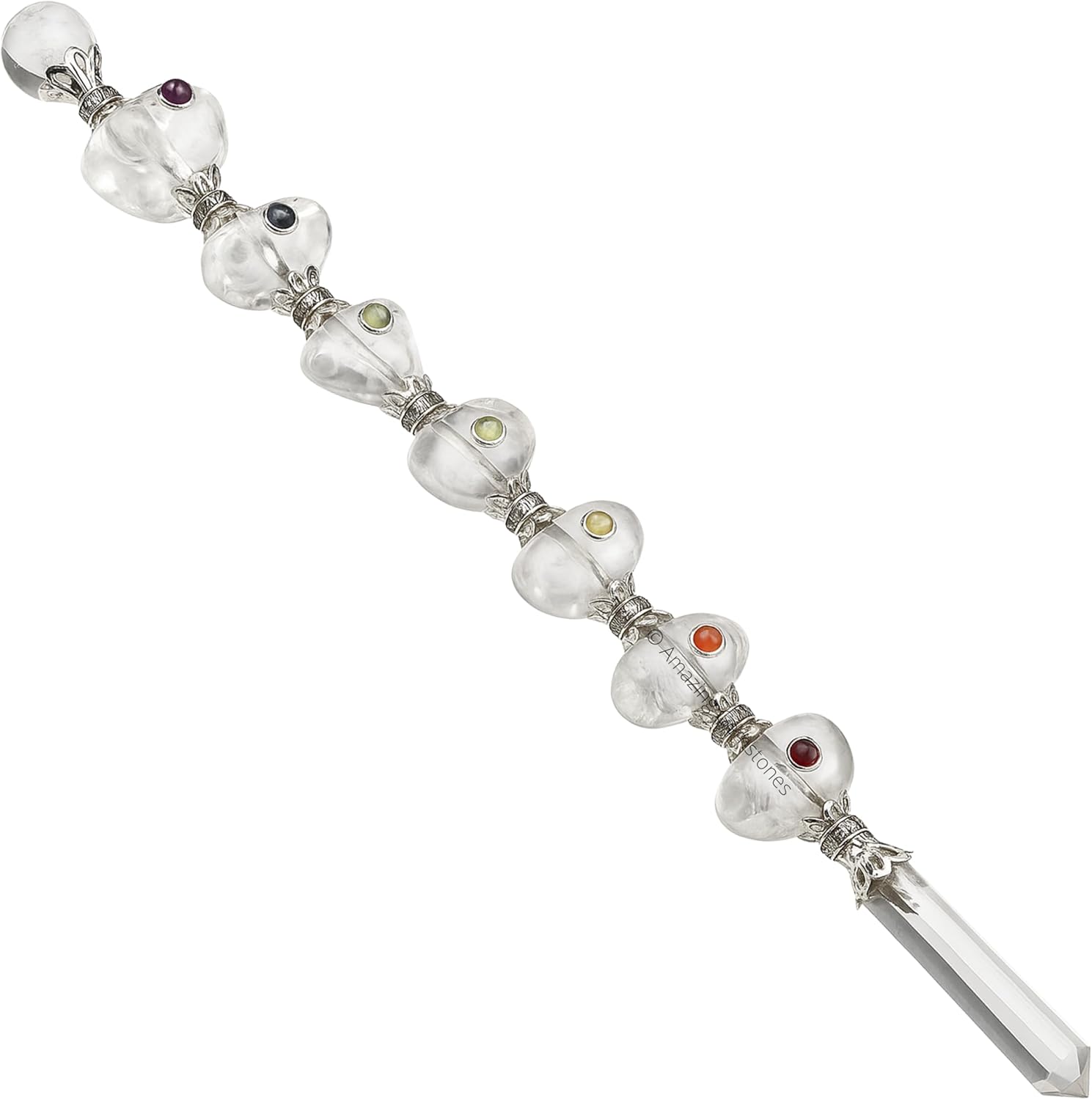 Amazing Gemstone Crystal Chakra Wand Healing Crystal Wands Witchcraft - Clear Quartz Tumbled Crystal Wand for Meditation, Witchcraft, Healing, Yoga, Magic and More - Crystals and Healing Stones Gift