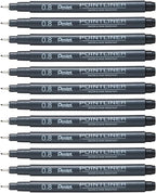 Pentel Arts Pointliner Drawing Pen, 0.8mm, Black Ink, Box of 12 Pens (S20P-8A)