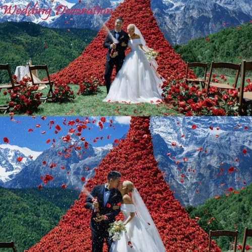 CODE FLORIST 2200 PCS Dark-Red Silk Rose Petals for Romantic Night,Wedding,Proposal Anniversary Flower Decorations