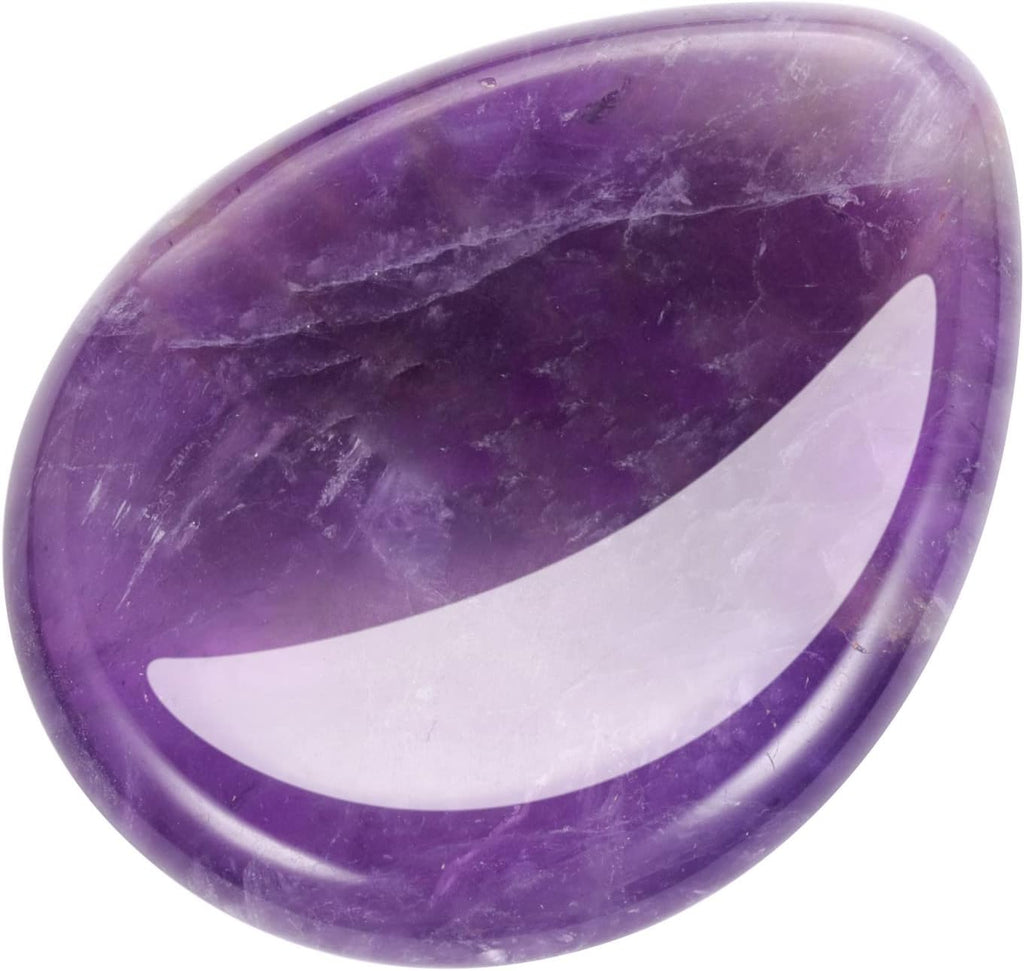 CrystalTears Amethyst Thumb Worry Stone Chakra Healing Crystal Pocket Palm Stone w/Gift Box