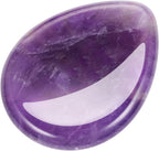 CrystalTears Amethyst Thumb Worry Stone Chakra Healing Crystal Pocket Palm Stone w/Gift Box