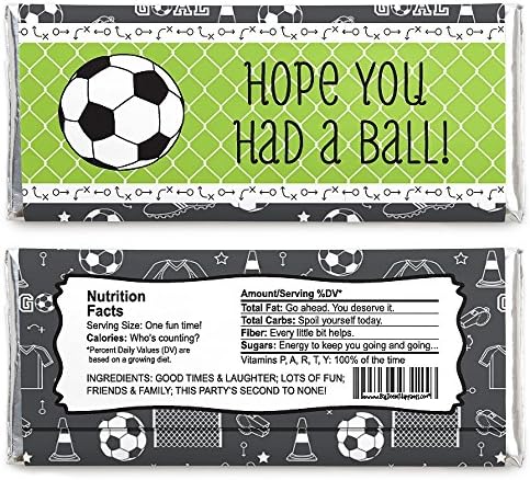 Big Dot of Happiness Goaaal - Soccer - Candy Bar Wrappers Baby Shower or Birthday Party Favors - Set of 24